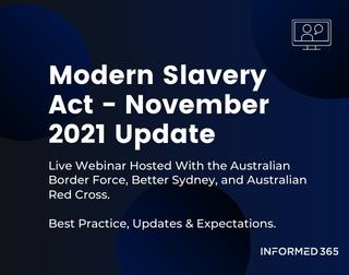Live Webinar: Modern Slavery Act November 2021 Update With ABF Red Cross and Better Sydney