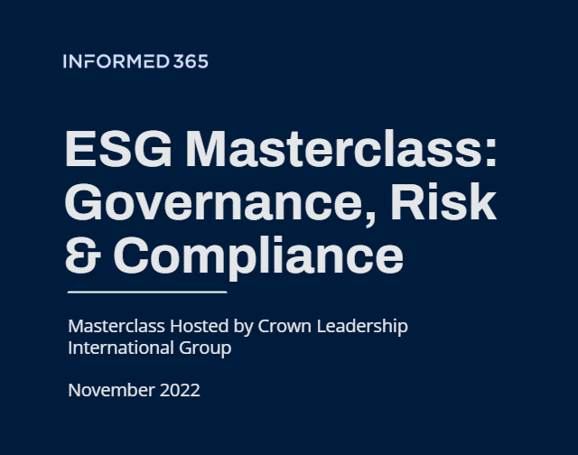 Masterclass – ESG Governance, Risk & Compliance – November 2022