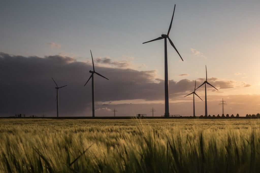 Wind Turbine Farm Sundown